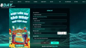 Đăng ký 8Day ngay để trải nghiệm thú vị tại nhà cái